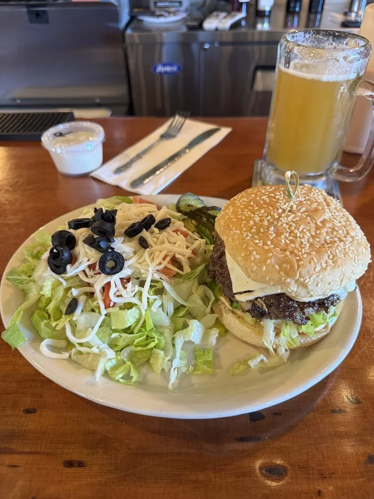 Cheese Burger and Salad